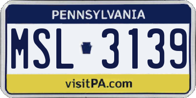 PA license plate MSL3139