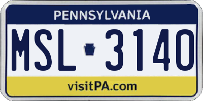 PA license plate MSL3140