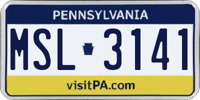PA license plate MSL3141
