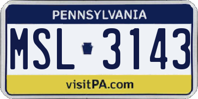 PA license plate MSL3143