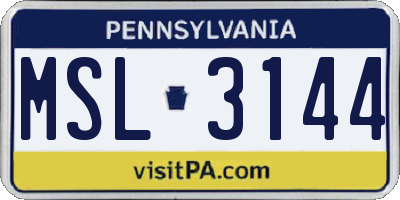 PA license plate MSL3144