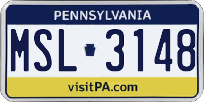 PA license plate MSL3148