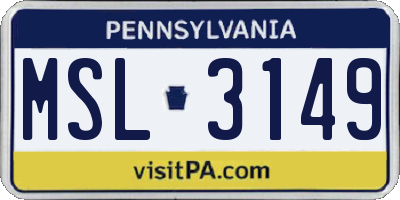 PA license plate MSL3149