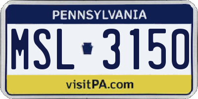 PA license plate MSL3150