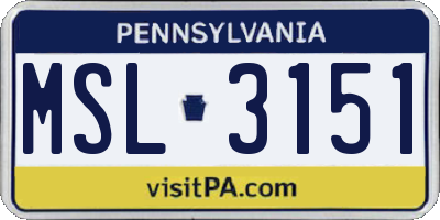 PA license plate MSL3151