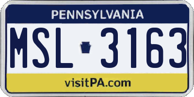 PA license plate MSL3163