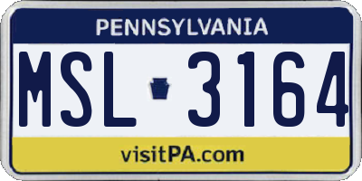 PA license plate MSL3164