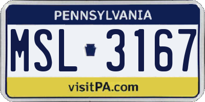 PA license plate MSL3167