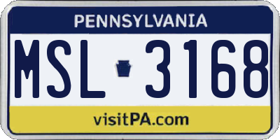 PA license plate MSL3168