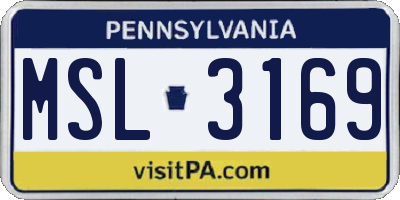PA license plate MSL3169