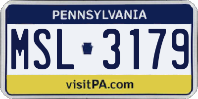 PA license plate MSL3179