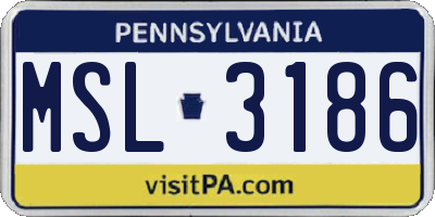 PA license plate MSL3186