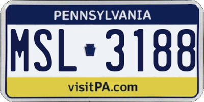 PA license plate MSL3188
