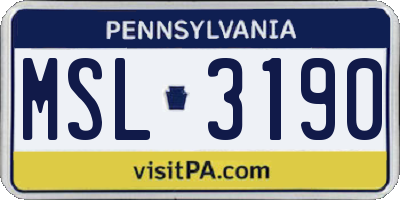 PA license plate MSL3190