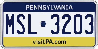 PA license plate MSL3203