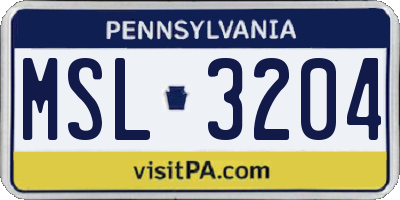 PA license plate MSL3204