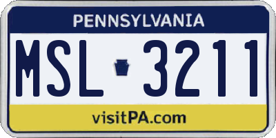 PA license plate MSL3211