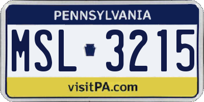 PA license plate MSL3215