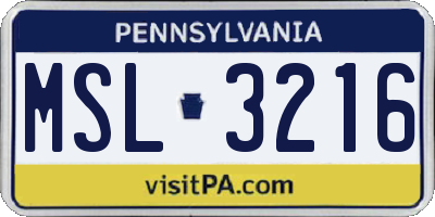 PA license plate MSL3216