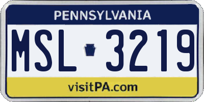 PA license plate MSL3219