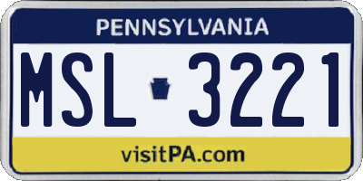 PA license plate MSL3221
