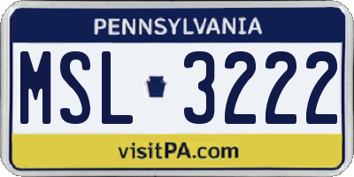 PA license plate MSL3222