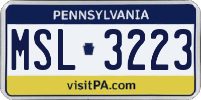 PA license plate MSL3223
