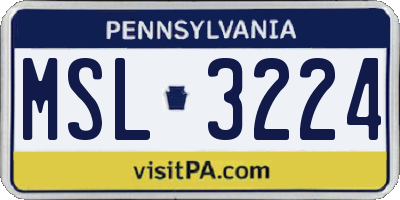 PA license plate MSL3224