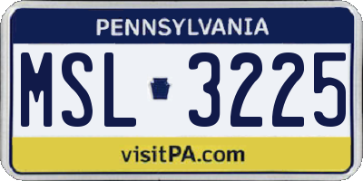 PA license plate MSL3225