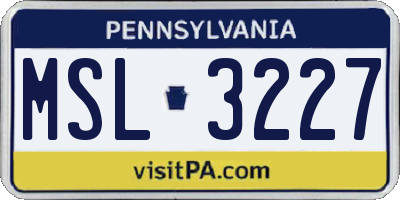 PA license plate MSL3227