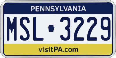 PA license plate MSL3229