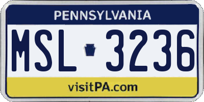 PA license plate MSL3236