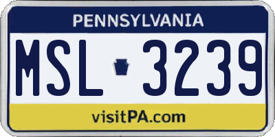 PA license plate MSL3239