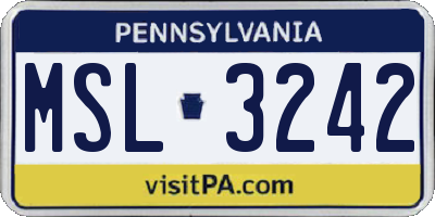 PA license plate MSL3242