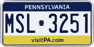 PA license plate MSL3251