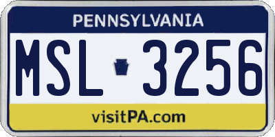 PA license plate MSL3256