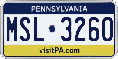 PA license plate MSL3260