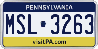 PA license plate MSL3263