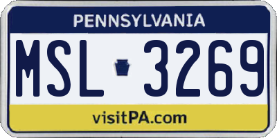PA license plate MSL3269