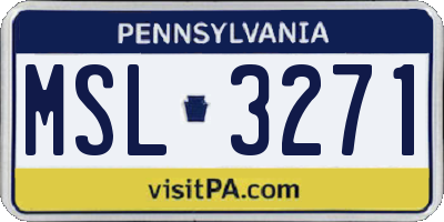 PA license plate MSL3271