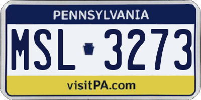 PA license plate MSL3273