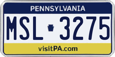PA license plate MSL3275