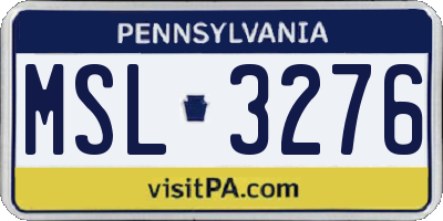PA license plate MSL3276