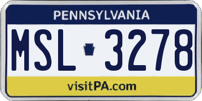 PA license plate MSL3278