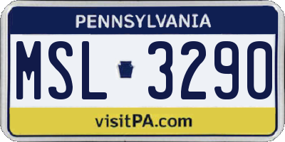 PA license plate MSL3290