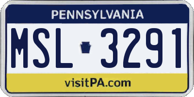 PA license plate MSL3291