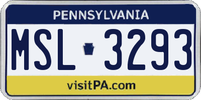 PA license plate MSL3293