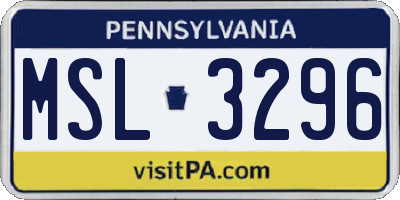 PA license plate MSL3296