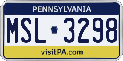 PA license plate MSL3298