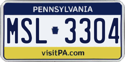 PA license plate MSL3304